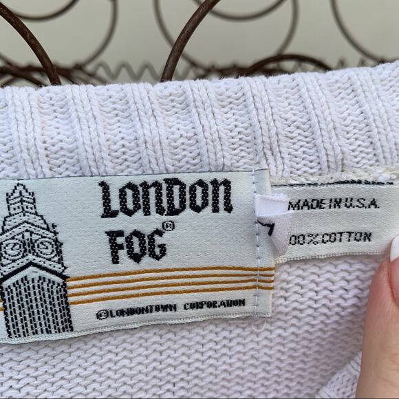 Vintage 90s London Fog geometric stripe sweater LARGE - Picture 3 of 6